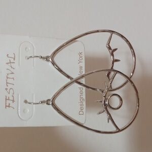 Silver Eye Design Earrings